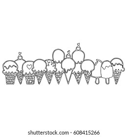 ice cream Thin Line Art Icon Set vector art