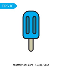 Ice cream thin line color icon design summer theme