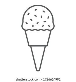 Ice Cream dünnen Linie Symbol, Essen und süß, Dessert Zeichen Vektorgrafik, ein lineares Symbol auf einem weißen Hintergrund, für 10