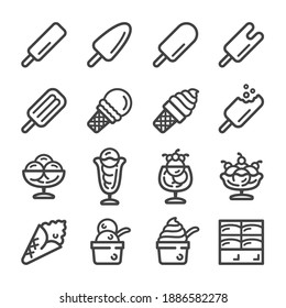 conjunto de iconos de línea delgada helada, vector e ilustración
