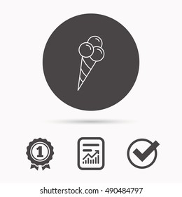 Ice cream with three balls icon. Sweet dessert.