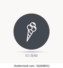 Ice cream with three balls icon. Sweet dessert sign. Round web button with flat icon. Vector