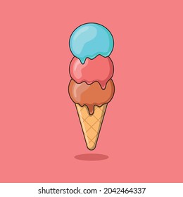 ice cream with three flavors vector design