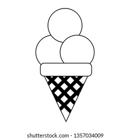 Ice cream with three scoops symbol in black and white