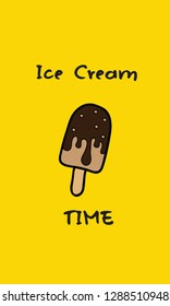 Ice Cream Time with Yellow Background