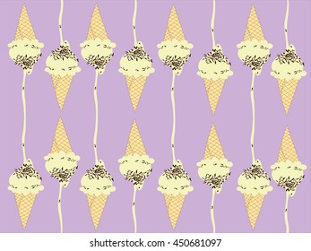  ice cream  with topping and chocolate background