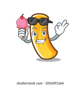 With ice cream tortiglioni pasta character cartoon