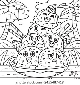 Ice Cream Tower Coloring Page for Kids