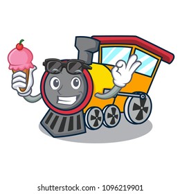 With ice cream train character cartoon style