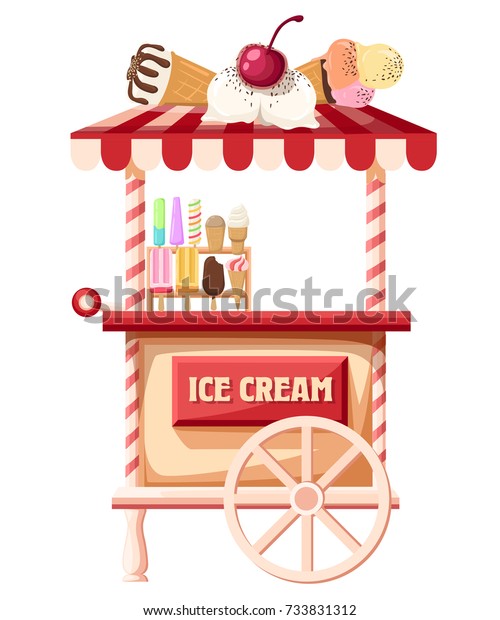 Ice cream truck, carrying a hand that is taking an
ice cream Stylized vector illustration Web site page and mobile app
design