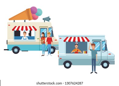 Ice Cream Truck Cartoon: เวกเตอร์สต็อก (ปลอดค่าลิขสิทธิ์) 1307624287