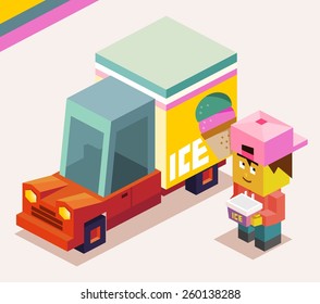 ice cream truck is cold. vector illustration