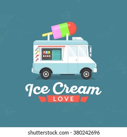 Ice Cream Truck / Flat Design Illustration