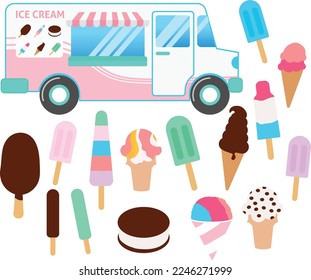 Ice Cream Truck Food truck Vector Illustration Collection