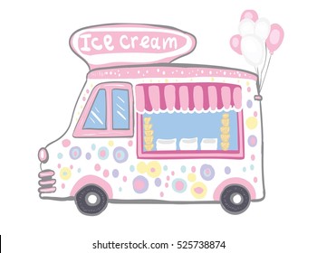 Ice cream truck hand drawn