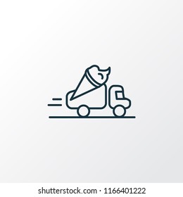 Ice cream truck icon line symbol. Premium quality isolated delivery element in trendy style.