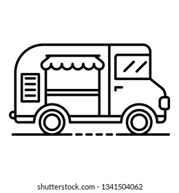 Ice cream truck icon. Outline ice cream truck vector icon for web design isolated on white background