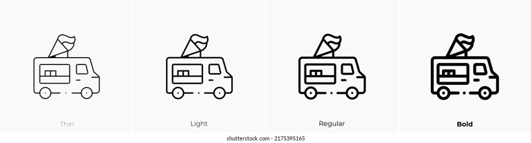 ice cream truck icon. Thin, Light Regular And Bold style design isolated on white background