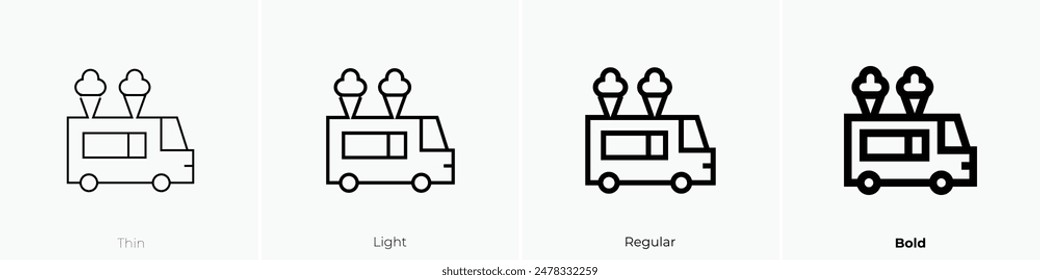 ice cream truck icon. Thin, Light Regular And Bold style design isolated on white background