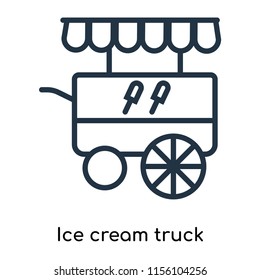 Ice cream truck icon vector isolated on white background, Ice cream truck transparent sign , thin symbols or lined elements in outline style