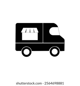 ice cream truck icon with white background vector stock illustration