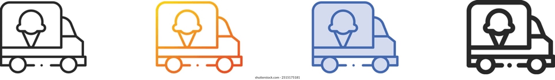 ice cream truck icon.Thin Linear, Gradient, Blue Stroke and bold Style Design Isolated On White Background