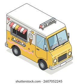 ice cream truck isometric vector