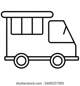 Ice Cream Truck Line Art Icon Cheerful And Simple for Web Design