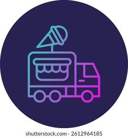 Ice Cream Truck Line Circle Gradient Style