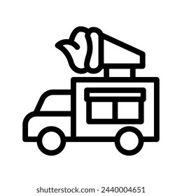 ice cream truck line icon illustration vector graphic. Simple element illustration vector graphic, suitable for app, websites, and presentations isolated on white background