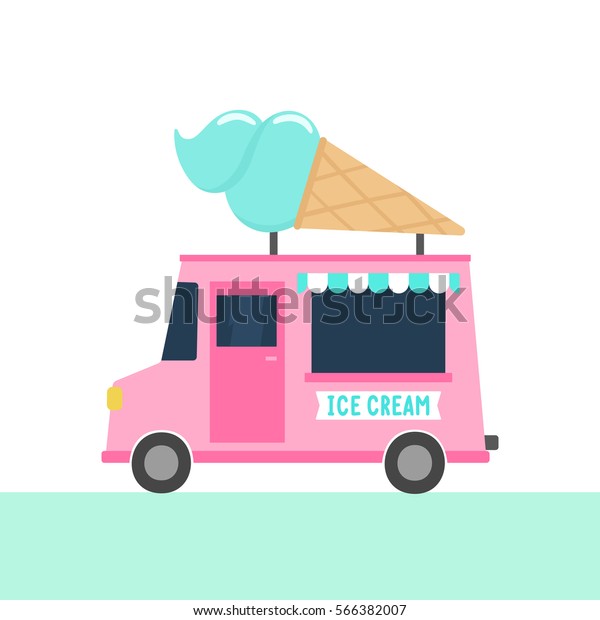 アイスクリームトラック ベクター手描きのイラスト のベクター画像素材 ロイヤリティフリー