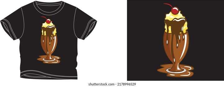 el color de fondo del diseño de la camiseta de helado es negro y el color de la camiseta es un hermoso color negro y hermoso diseño