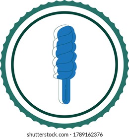 ice cream or twisted popsicle icon in blue tone, white background with black lines