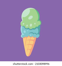 ice cream with two different flavors