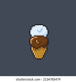 ice cream with two flavor in pixel style