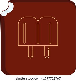 ice cream or two popsicle icon with beige lines. brown background