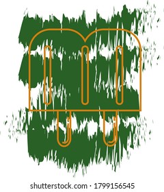 ice cream or two popsicle icon with yellow lines. green and white background