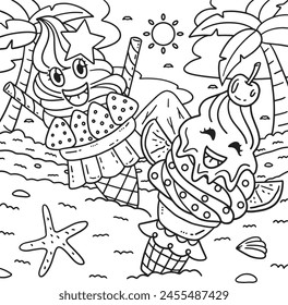 Ice Cream Two Soft Serve Coloring Page for Kids