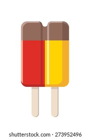 ice cream with two sticks, red and orange color