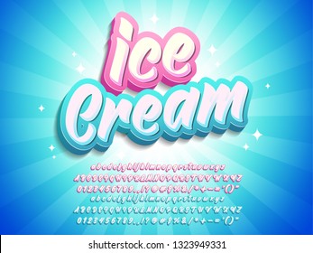 Ice cream typographic style, company logo type, modern script lettering text design, for menu title and poster product advertise. - Shutterstock ID 1323949331