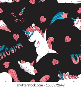 Ice cream with unicorn  concept pattern seamless