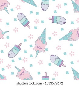 Ice cream with unicorn  concept pattern seamless