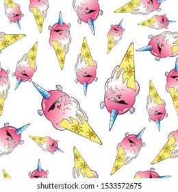 Ice cream with unicorn  concept pattern seamless