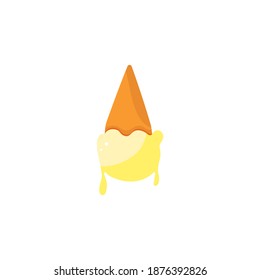 Ice cream is upside down. Food, snack, dessert. Delicious and juicy. Vector illustration.