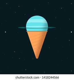 ice cream with uranus flavor. concept art if planet become a ice cream