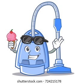 With ice cream vacuum cleaner character cartoon