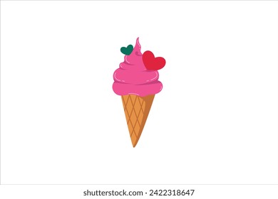 Ice Cream Valentine Day Sticker Design