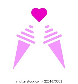 icono de helado valentina icono de sólido estilo rosa de ilustración vector y logotipo. Signo de icono de la colección moderna para la web. El diseño es perfecto.