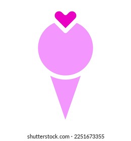 icono de helado valentina icono de sólido estilo rosa de ilustración vector y logotipo. Signo de icono de la colección moderna para la web. El diseño es perfecto.
