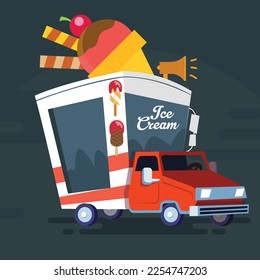 Ice Cream van background poster